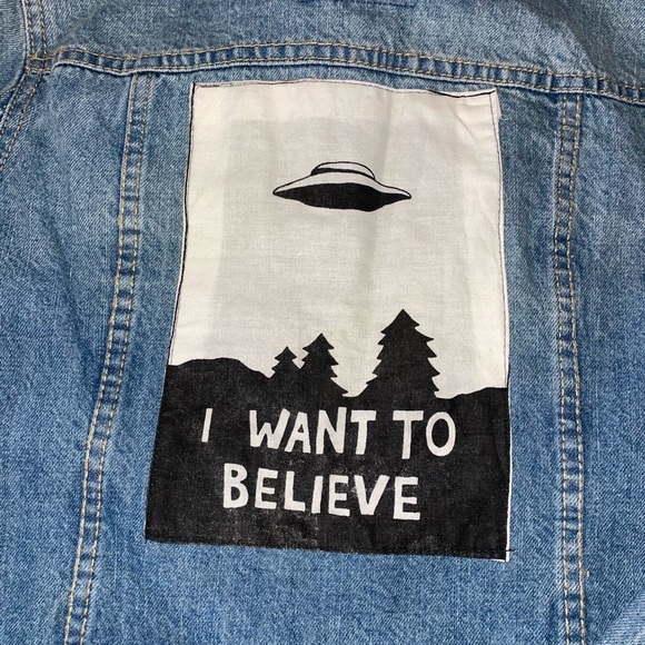 Target Jackets & Blazers - I Want to Believe Sci-Fi / X-Files & Mushroom Embroidered Jean “Denim” Jacket